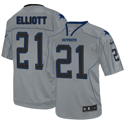 Nike Cowboys 21 Ezekiel Elliott Gray Lights Out Elite Jersey
