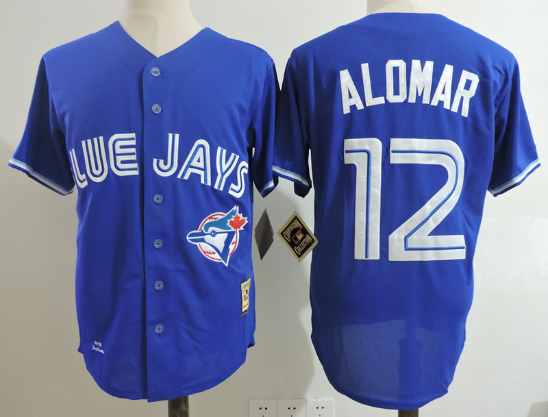 Blue Jays 12 Roberto Alomar Blue 1993 Cooperstown Collection Jersey - Click Image to Close