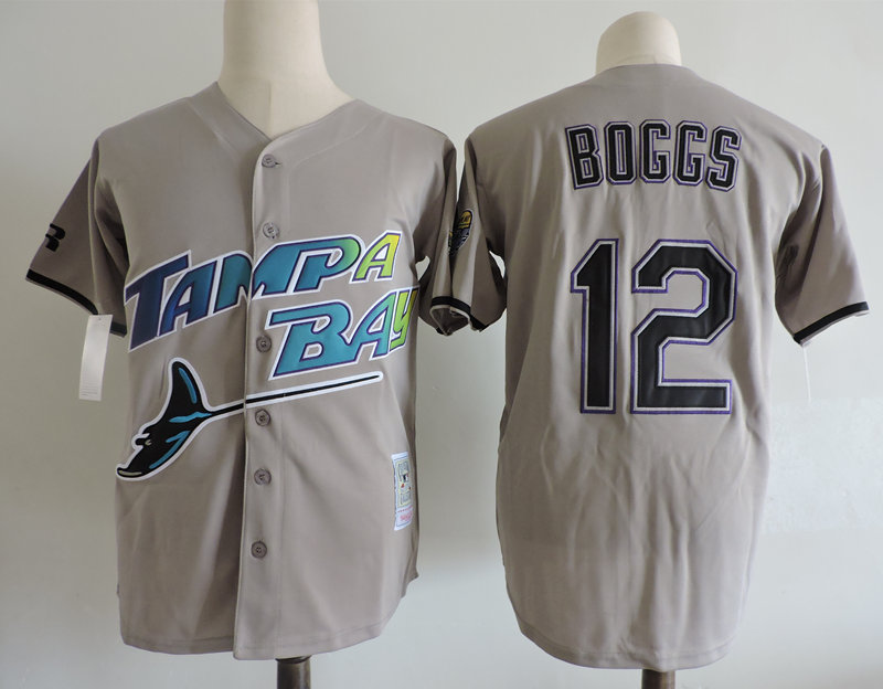 Rays 12 Wade Boggs Gray Cooperstown Collection 1993 World Series Jersey