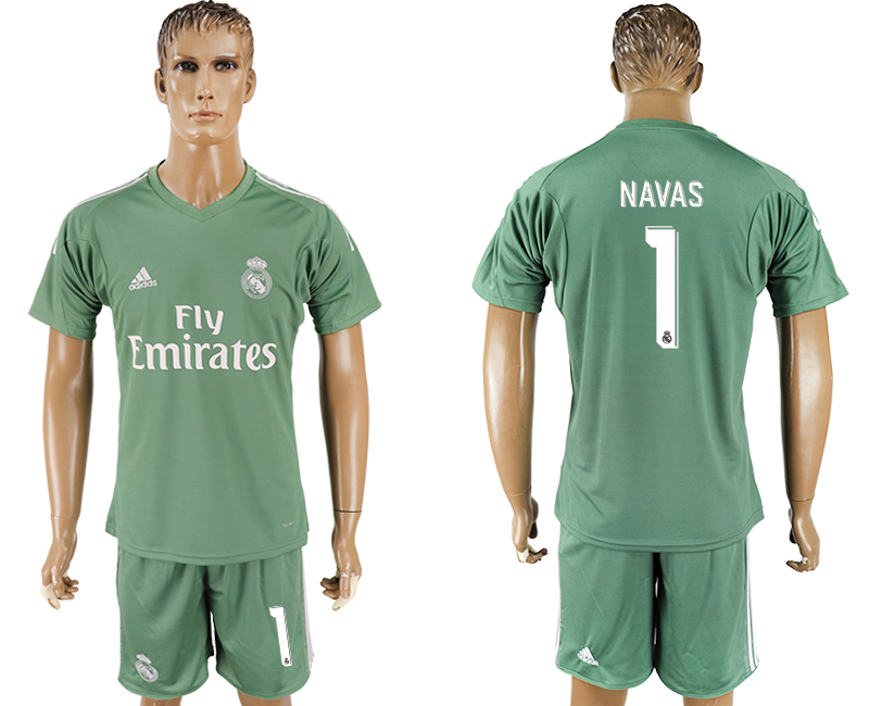 2017-18 Real Madrid 1 NAVAS Green Goalkeeper Soccer Jersey