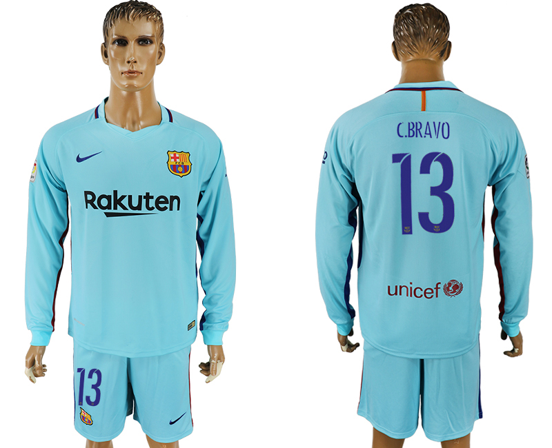 2017-18 Barcelona 13 CILLESSE Away Long Sleeve Soccer Jersey