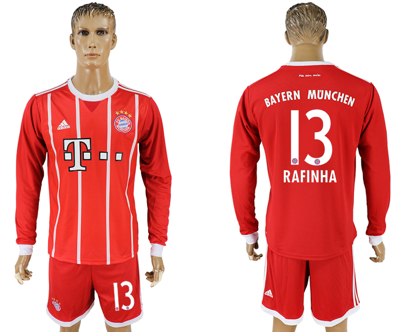 2017-18 Bayern Munich 13 RAFINHA Home Long Sleeve Soccer Jersey 2017-18 Bayern Munich 13 RAFINHA Home Long Sleeve Soccer Jersey