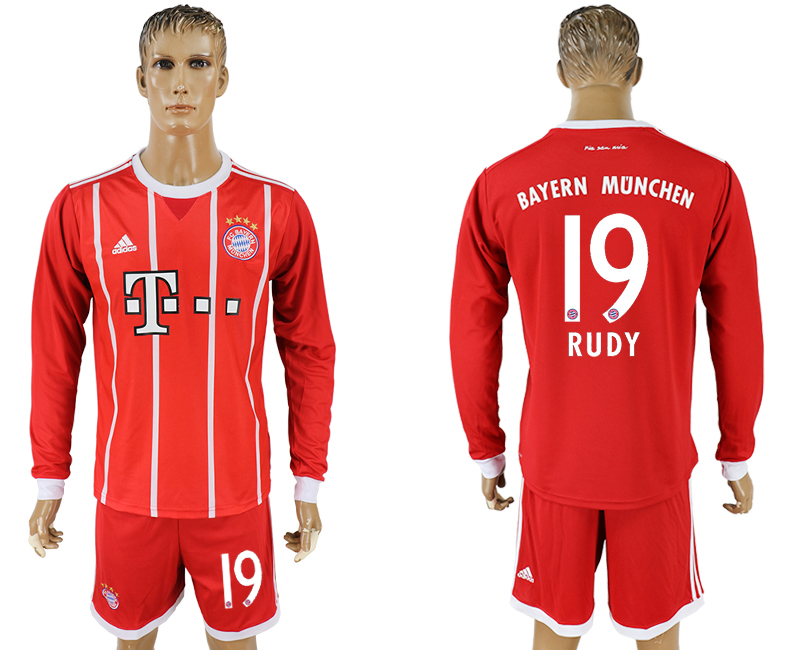 2017-18 Bayern Munich 19 RUDY Home Long Sleeve Soccer Jersey