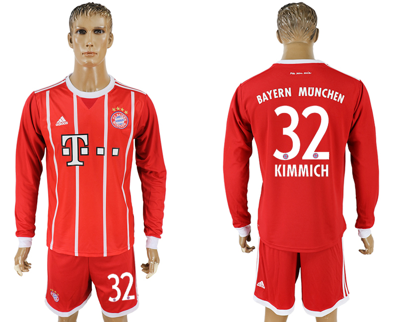 2017-18 Bayern Munich 32 KIMMICH Home Long Sleeve Soccer Jersey