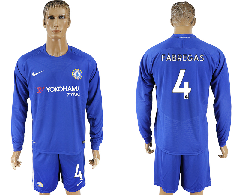 2017-18 Chelsea 4 FABREGAS Home Long Sleeve Soccer Jersey