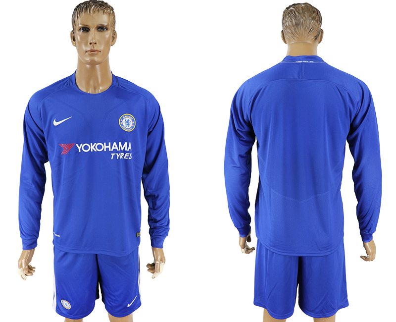 2017-18 Chelsea Home Long Sleeve Soccer Jersey