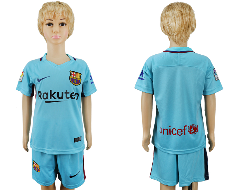 2017-18 Barcelona Away Youth Soccer Jersey