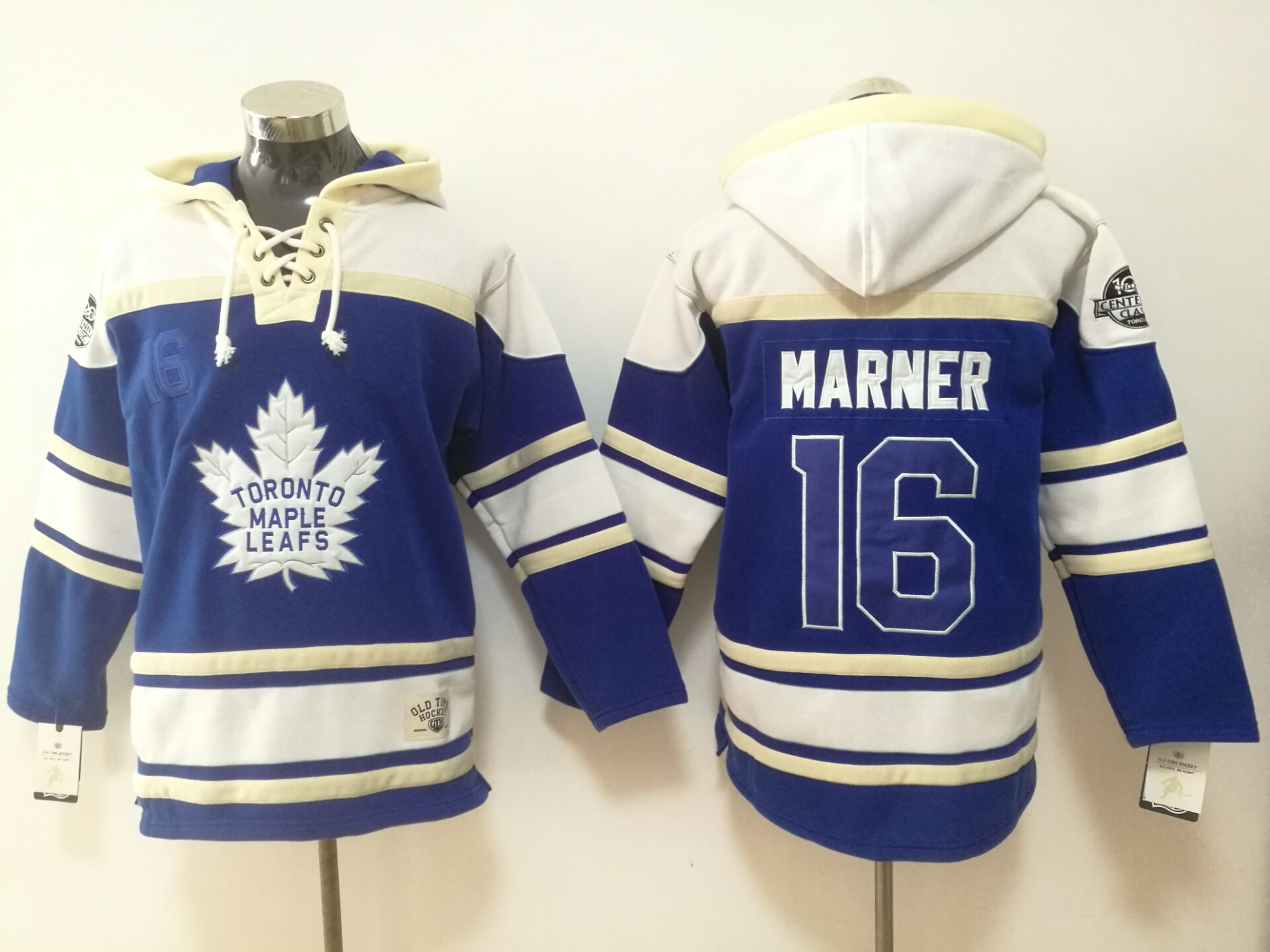 Maple Leafs 16 Mitchell Marner Blue All Stitched Hooded Sweatshirt - Click Image to Close