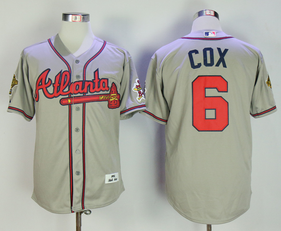 Braves 6 Bobby Cox Gray 1995 Throwback Jersey