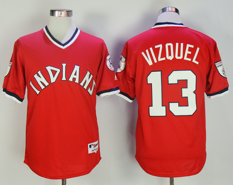 Indians 13 Omar Vizquel Red Turn Back The Clock Throwback Jersey - Click Image to Close
