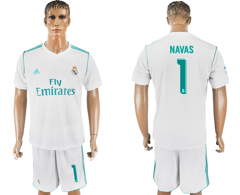 2017-18 Real Madrid 1 NAVAS Home Soccer Jersey