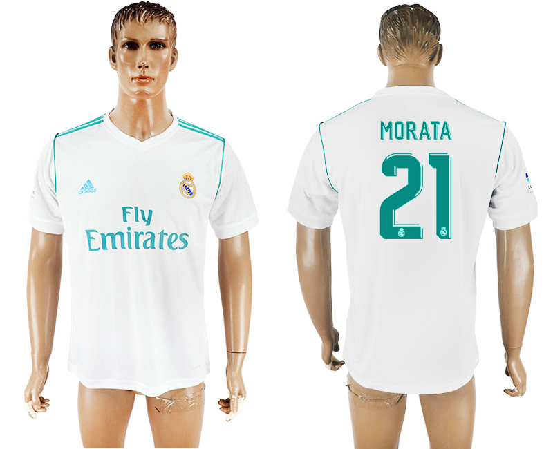2017-18 Real Madrid 21 MORATA Home Thailand Soccer Jersey