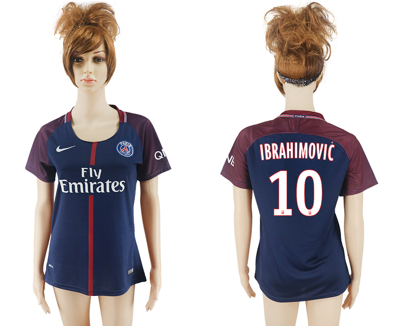 2017-18 Paris Saint-Germain 10 IBRAHIMOVIC Home Women Soccer Jersey