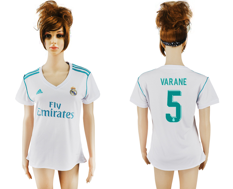 2017-18 Real Madrid 5 VARANE Home Women Soccer Jersey