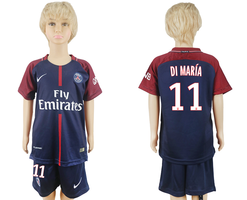 2017-18 Paris Saint-Germain 11 DI MARIA Home Youth Soccer Jersey