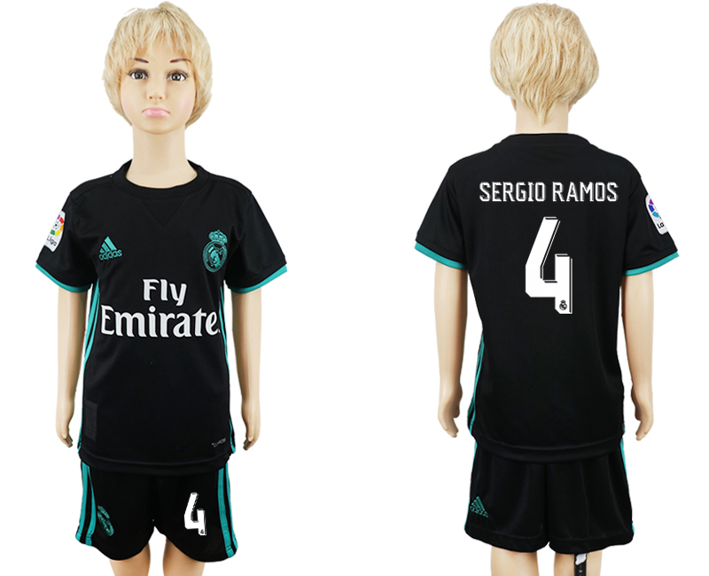 2017-18 Real Madrid 4 SERGIO RAMOS Away Youth Soccer Jersey