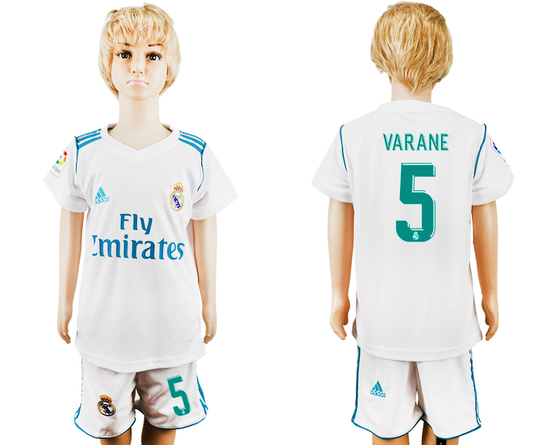 2017-18 Real Madrid 5 VARANE Home Youth Soccer Jersey