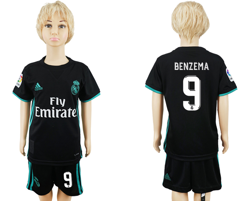 2017-18 Real Madrid 9 BENZEMA Away Youth Soccer Jersey