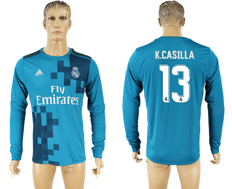 2017-18 Real Madrid 13 K.CASILLA Third Away Long Sleeve Thailand Soccer Jersey 2017-18 Real Madrid 13 K.CASILLA Third Away Long Sleeve Thailand Soccer Jersey