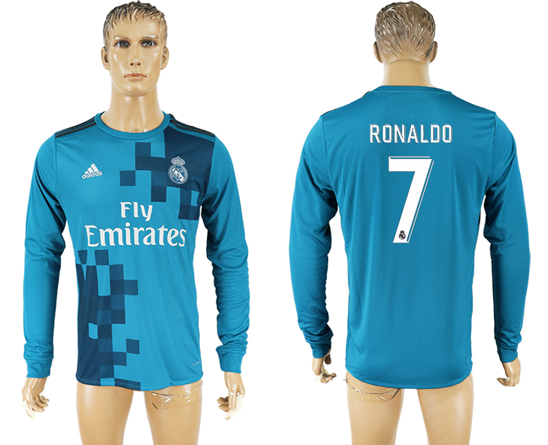 2017-18 Real Madrid 7 RONALDO Third Away Long Sleeve Thailand Soccer Jersey 2017-18 Real Madrid 7 RONALDO Third Away Long Sleeve Thailand Soccer Jersey