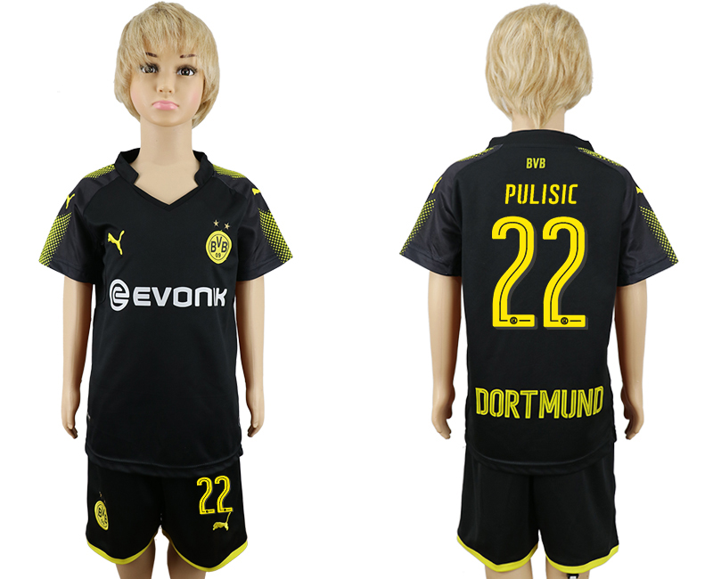 2017-18 Dortmund 22 PULISIC Away Youth Soccer Jersey 2017-18 Dortmund 22 PULISIC Away Youth Soccer Jersey