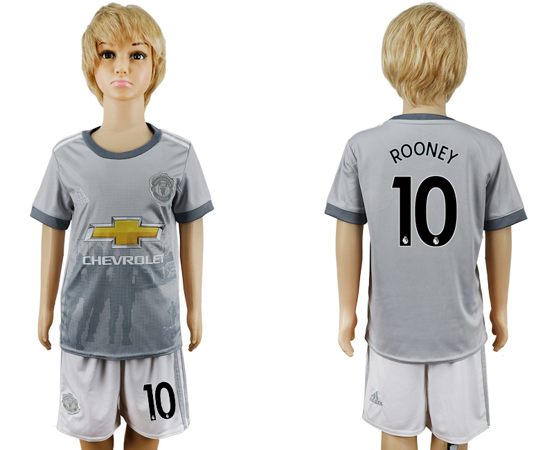 2017-18 Manchester United 10 ROONEY Third Away Youth Soccer Jersey
