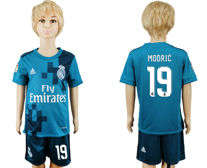 2017-18 Real Madrid 19 MODRIC Third Away Youth Soccer Jersey