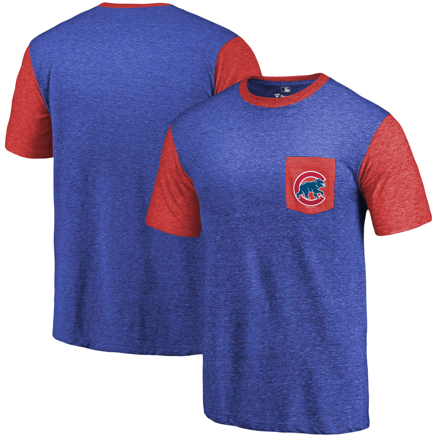 Men's Chicago Cubs Fanatics Branded Royal/Red Refresh Pocket T-Shirt - Click Image to Close