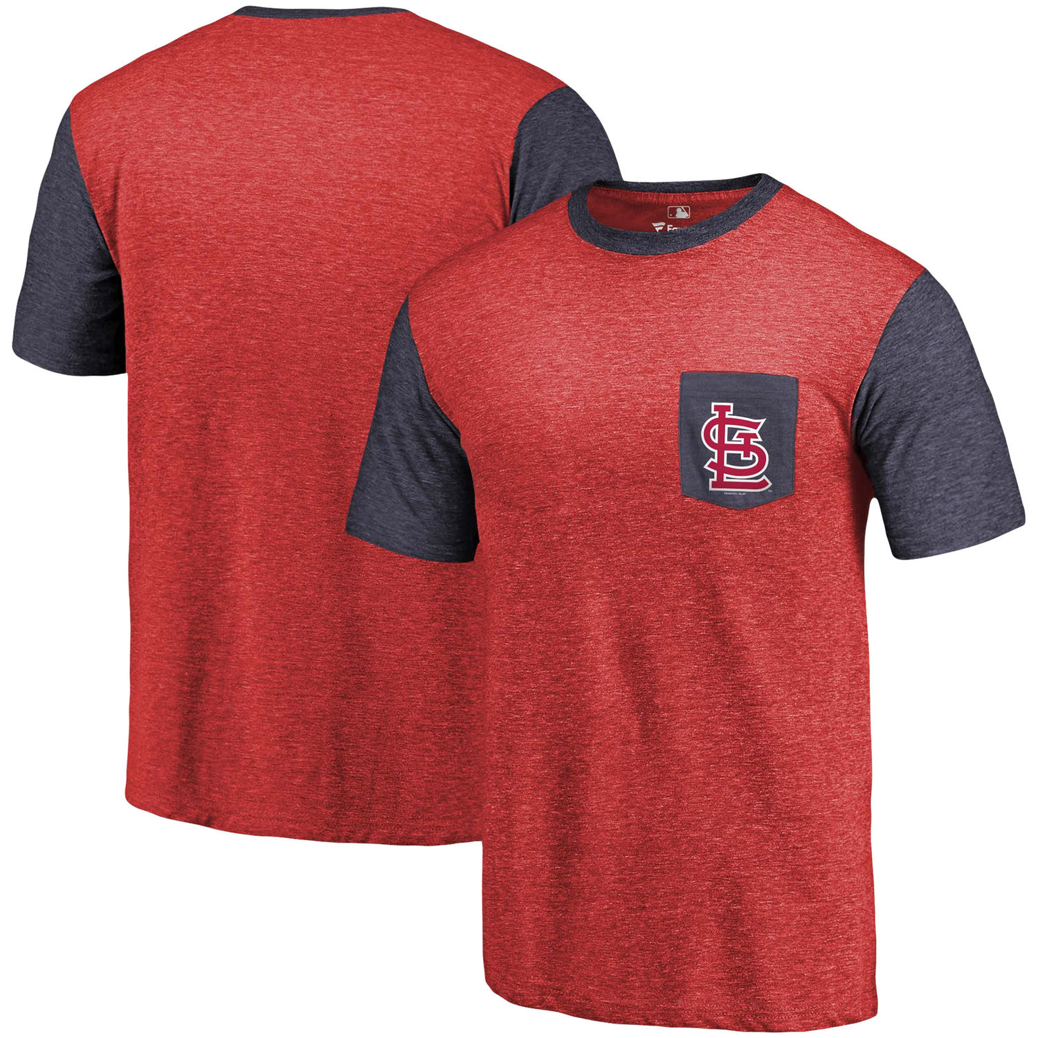 Men's St. Louis Cardinals Fanatics Branded Red/Navy Refresh Pocket T-Shirt - Click Image to Close
