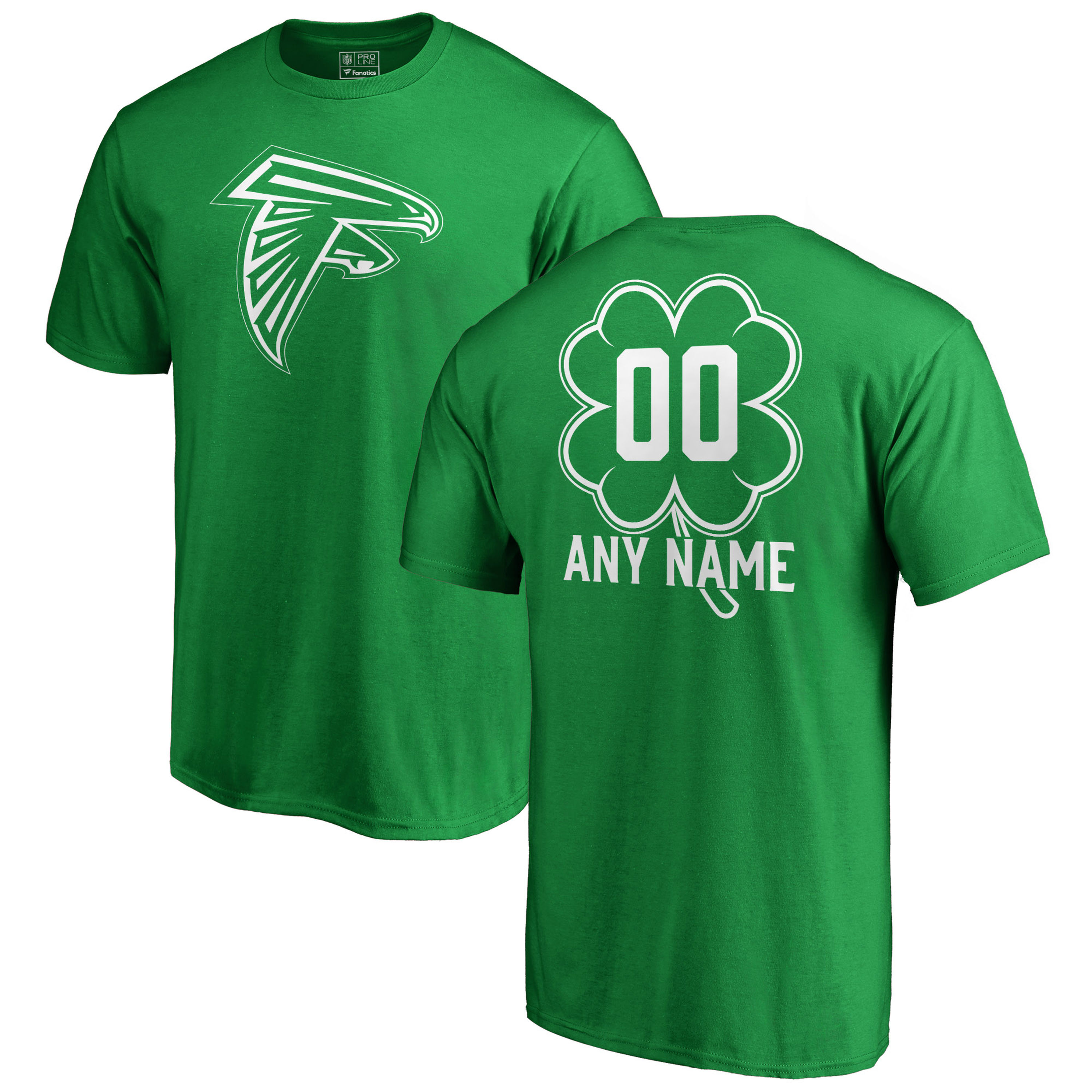 Men's Atlanta Falcons NFL Pro Line by Fanatics Branded Kelly Green St. Patrick's Day Personalized Name & Number T-Shirt
