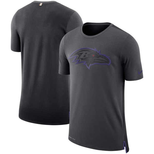 Men's Baltimore Ravens Nike Charcoal/Black Sideline Travel Mesh Performance T-Shirt