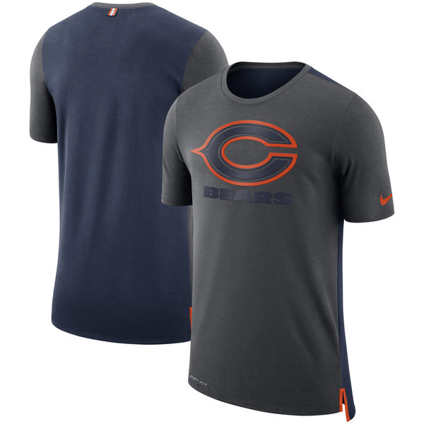 Men's Chicago Bears Nike Charcoal/Navy Sideline Travel Mesh Performance T-Shirt