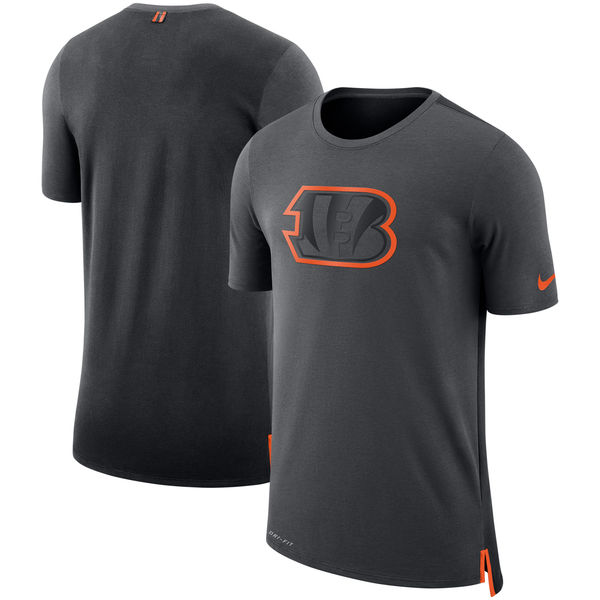 Men's Cincinnati Bengals Nike Charcoal/Black Sideline Travel Mesh Performance T-Shirt