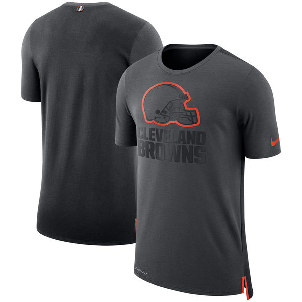 Men's Cleveland Browns Nike Charcoal/Black Sideline Travel Mesh Performance T-Shirt - Click Image to Close