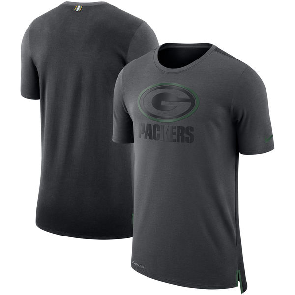 Men's Green Bay Packers Nike Charcoal/Black Sideline Travel Mesh Performance T-Shirt