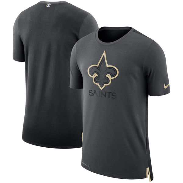 Men's New Orleans Saints Nike Charcoal/Black Sideline Travel Mesh Performance T-Shirt