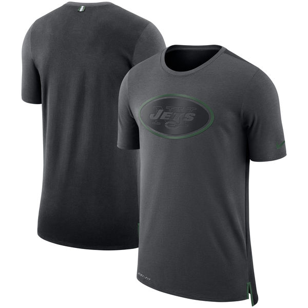 Men's New York Jets Nike Charcoal/Black Sideline Travel Mesh Performance T-Shirt