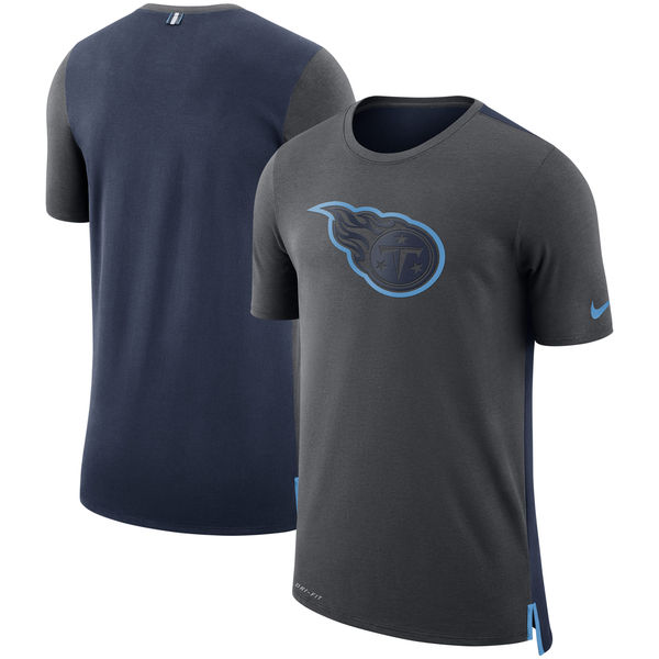 Men's Tennessee Titans Nike Charcoal/Navy Sideline Travel Mesh Performance T-Shirt