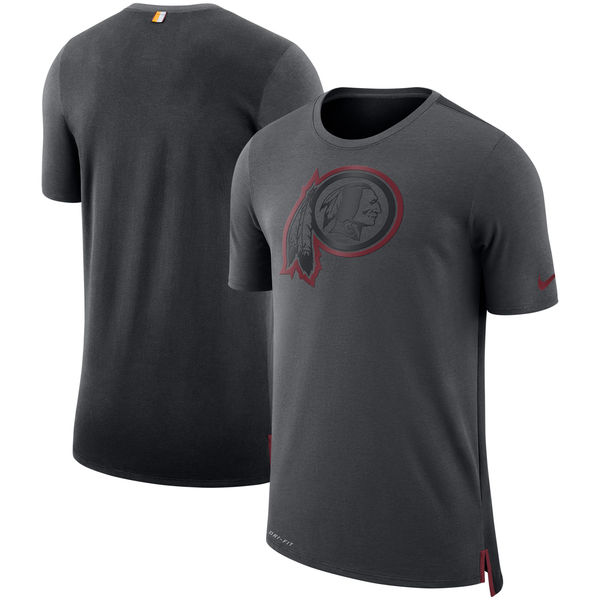 Men's Washington Redskins Nike Charcoal/Black Sideline Travel Mesh Performance T-Shirt