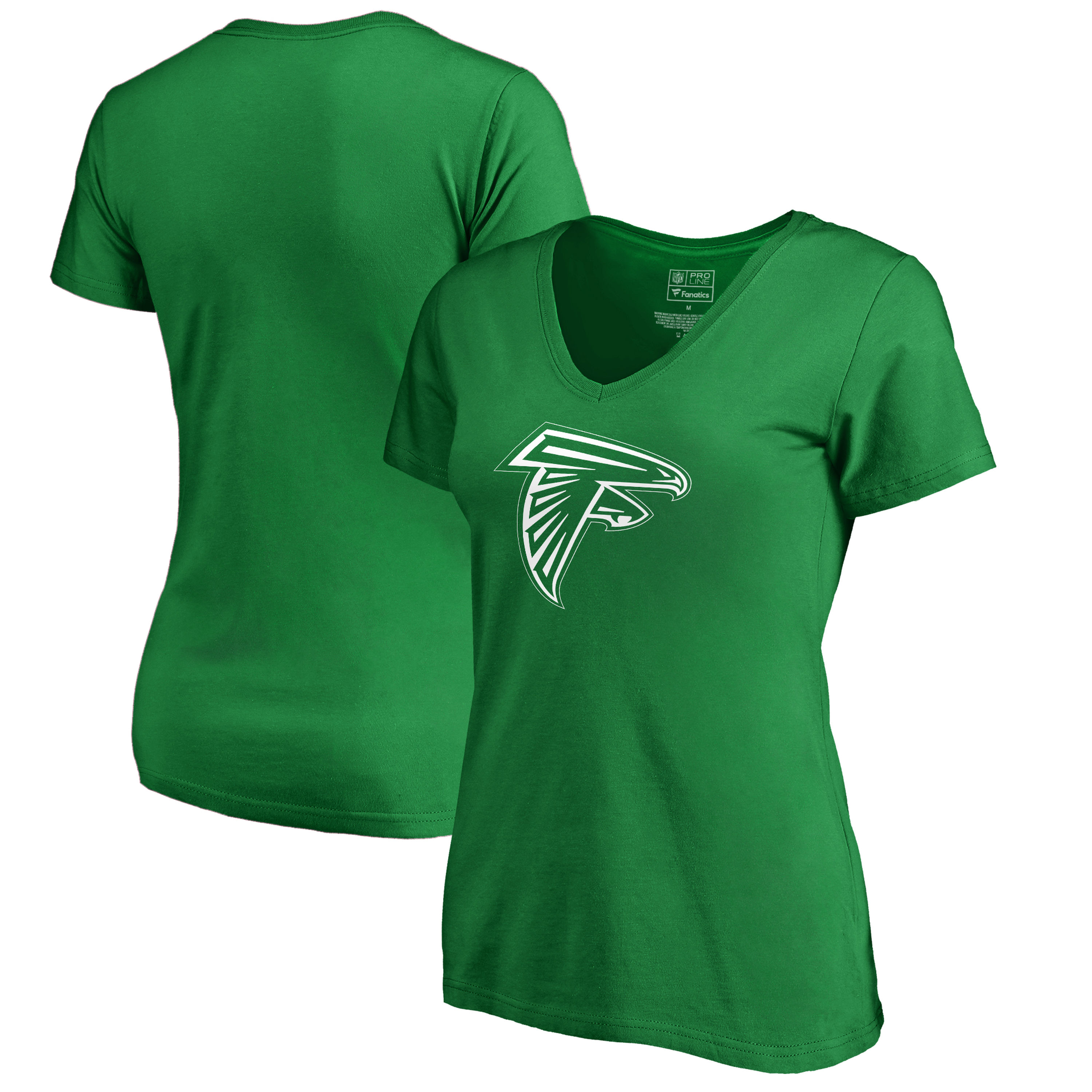 Women's Atlanta Falcons NFL Pro Line by Fanatics Branded Kelly Green St. Patrick's Day White Logo T-Shirt