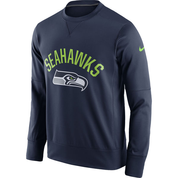 Men's Seattle Seahawks Nike College Navy Sideline Circuit Performance Sweatshirt