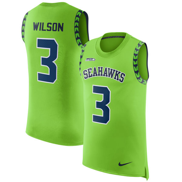 Nike Seahawks 3 Russell Wilson Green Color Rush Men's Tank Top