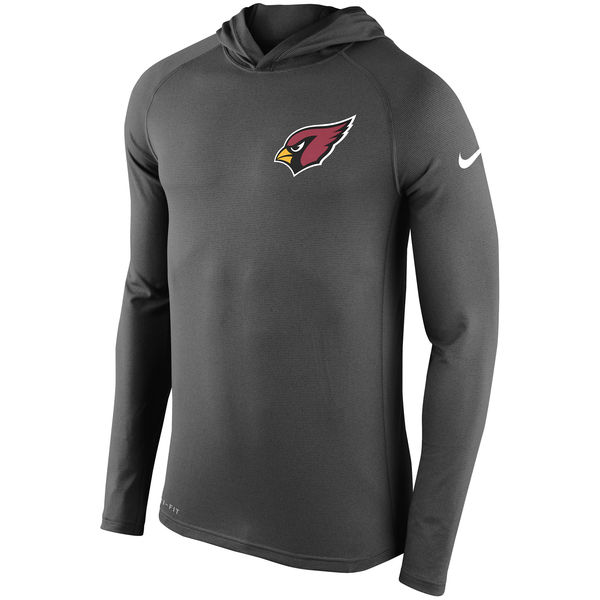 Men's Arizona Cardinals Nike Charcoal Stadium Touch Long Sleeve Hooded Performance T-Shirt