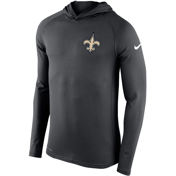 Men's New Orleans Saints Nike Charcoal Stadium Touch Hooded Performance Long Sleeve T-Shirt