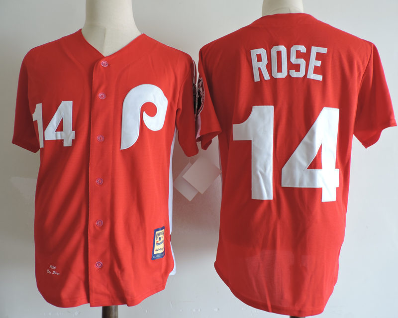 Phillies 14 Pete Rose Red Cooperstown Collection Jersey