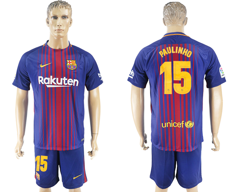 2017-18 Barcelona 15 PAULINHO Home Soccer Jersey