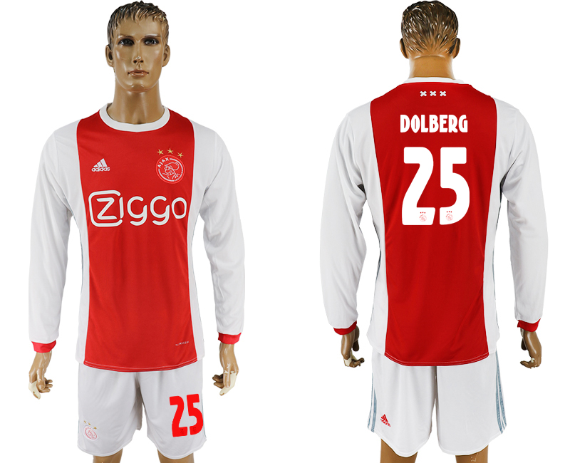 2017-18 Ajax 25 DOLBERG Home Soccer Jersey