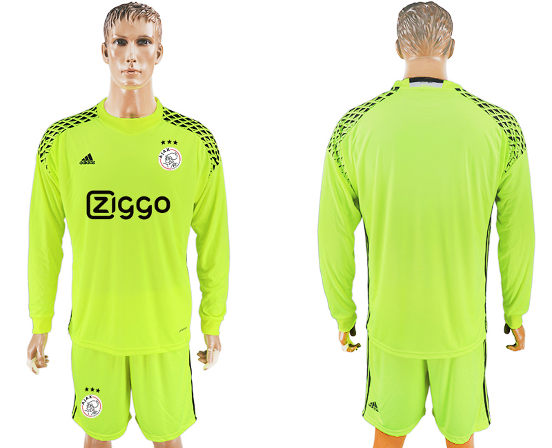 2017-18 Ajax Fluorescent Black Long Sleeve Goalkeeper Soccer Jersey