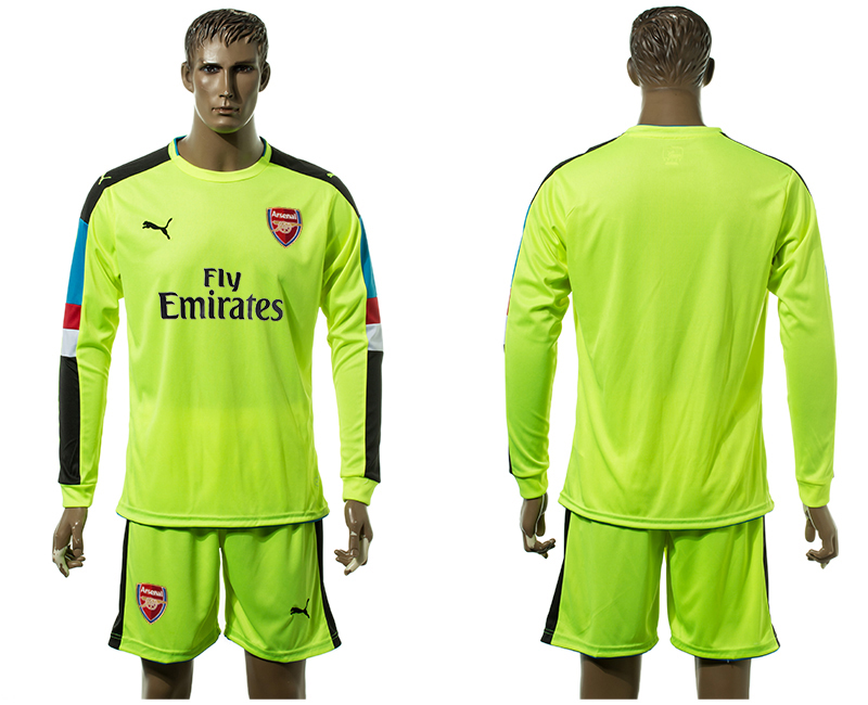 2017-18 Arsenal Fluorescent Green Long Sleeve Goalkeeper Soccer Jersey