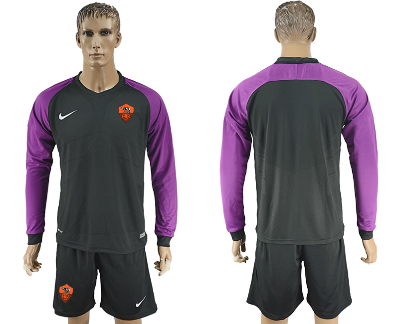 2017-18 Roma Black Long Sleeve Goalkeeper Soccer Jersey